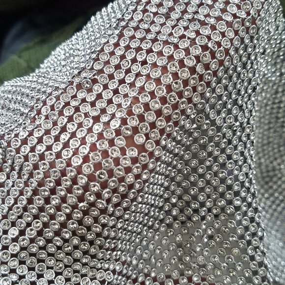 NWT ZARA SILVER RHINESTONE JEWEL METALLIC TOP - Picture 7 of 10